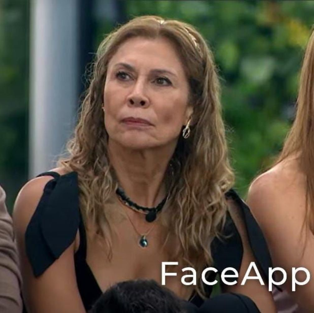 Martha Isabel Bolaños como anciana, según FaceApp./ Captura de pantalla de 'La casa de los famosos', modificada con FaceApp