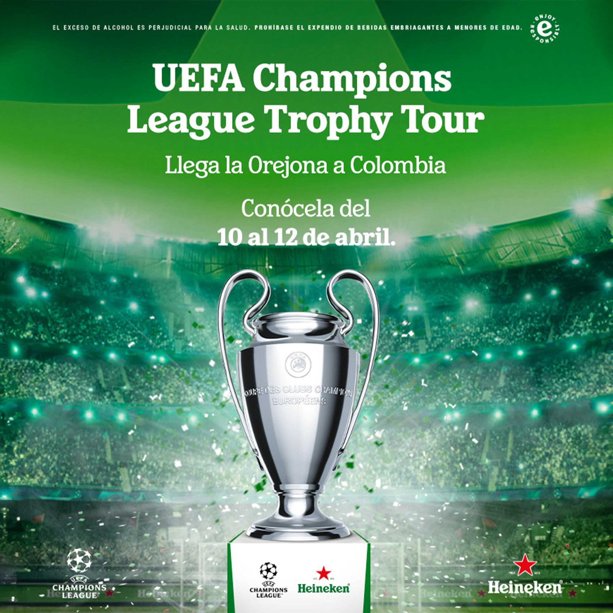 El trofeo de la UEFA Champions League regresará a Colombia por segunda vez gracias a Heineken: lugares y horarios para verlo; futbolistas invitados.