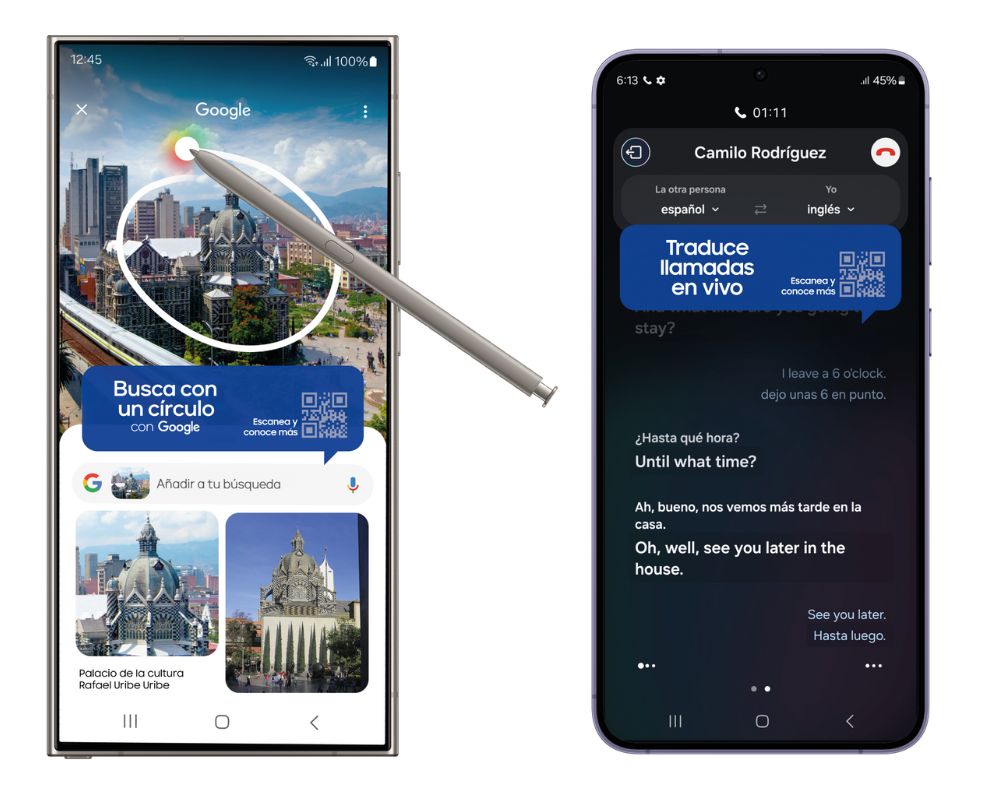 Samsung Galaxy S24 5G: traducción de diferentes idiomas en tiempo real por medio de la inteligencia artificial, una moderna herramienta del nuevo smartphone.