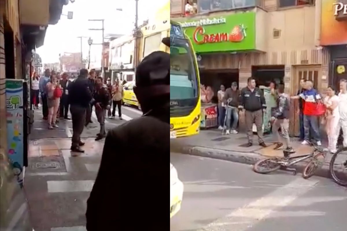 Pelea entre conductor de SITP y ciclista en Bogotá paralizó a barrio San Carlos