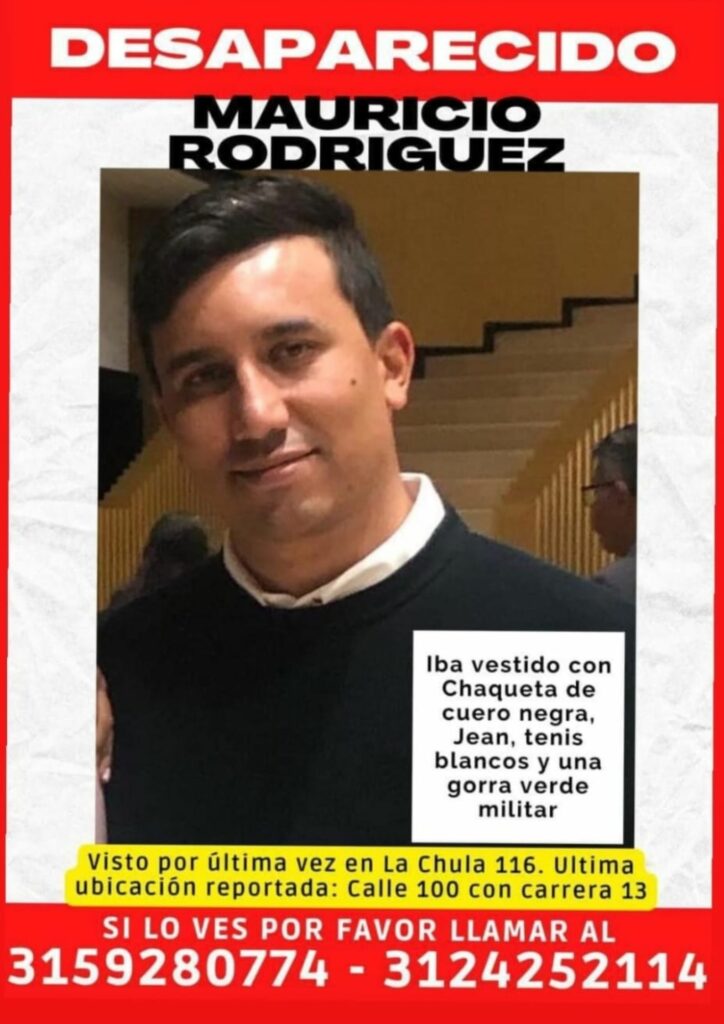 Mauricio Rodríguez, desaparecido en Bogotá