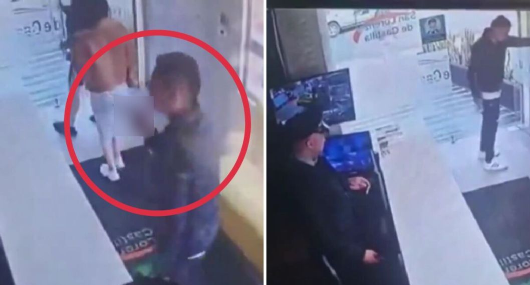 Momento en el que un hombre amenaza con una pistola al vigilante de un edificio en Castilla (Kennedy), sur de Bogotá