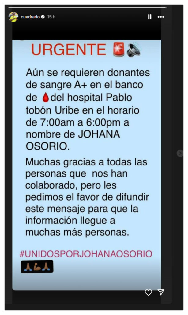 Mensaje de Juan Guillermo Cuadrado para ayudar a Juan Fernando Quintero/Foto: Instagram @cuadrado
