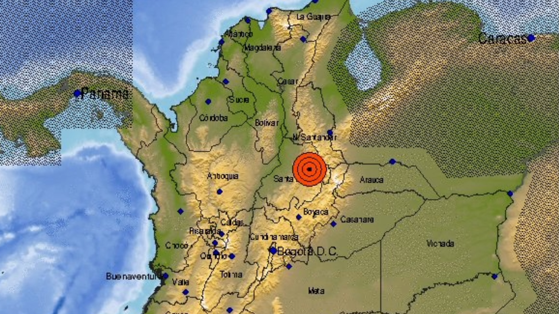 Fuerte sismo en Colombia.