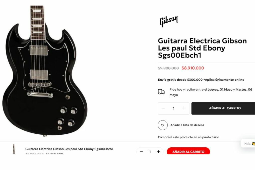 Guitarras Gibson de Andrés Cepeda: cuánto cuestan y cuánta plata perdió / captur de pantalla portal tmsmusic.co