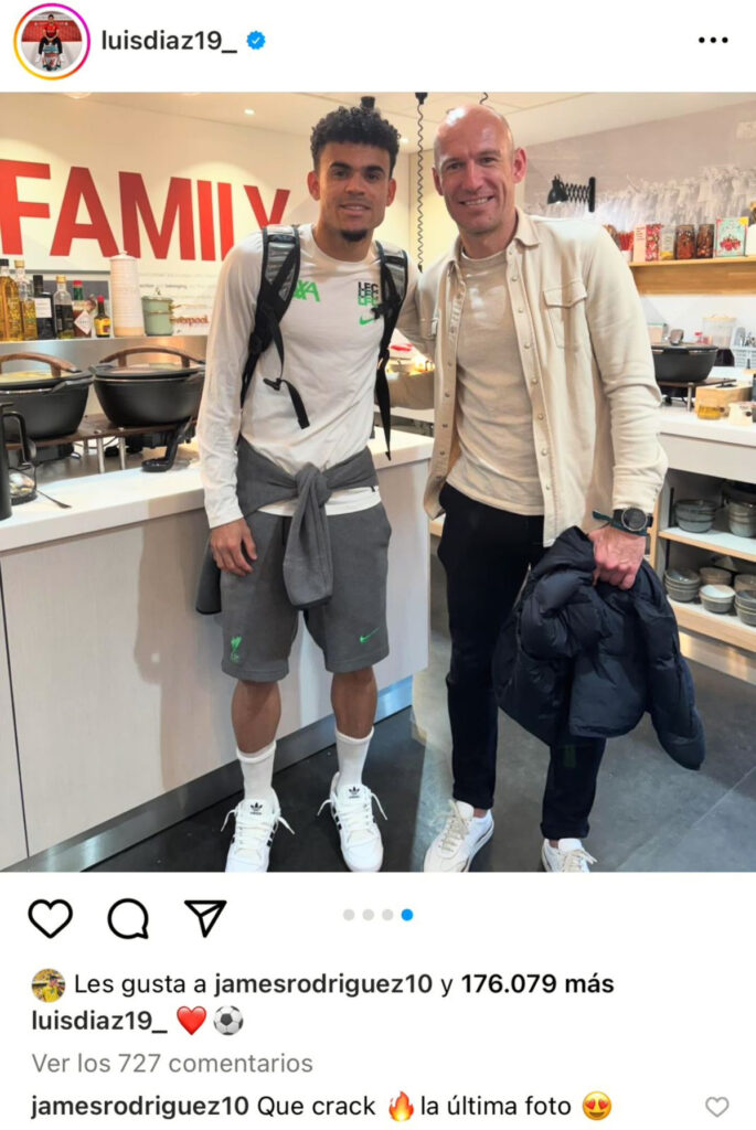 Luis Díaz y Arjen Robben | Tomada de Instagram: (luisdiaz19_)