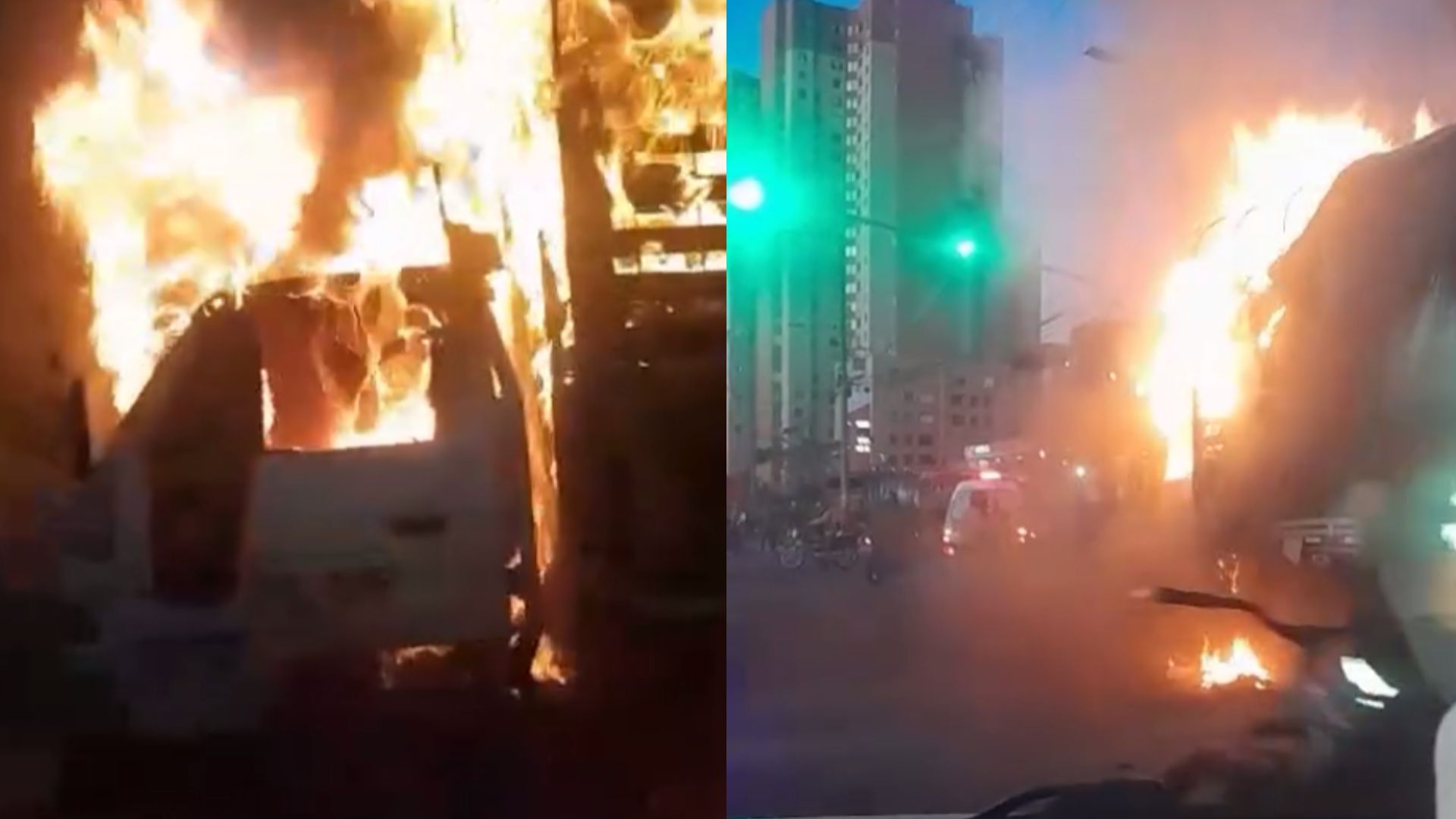 Incendio de camión en Ciudad Bolívar, cerca a Bogotá, queda registrado en video