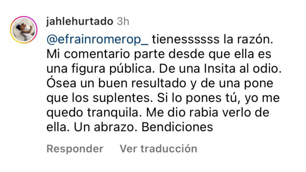 Captura de pantalla de Instagram