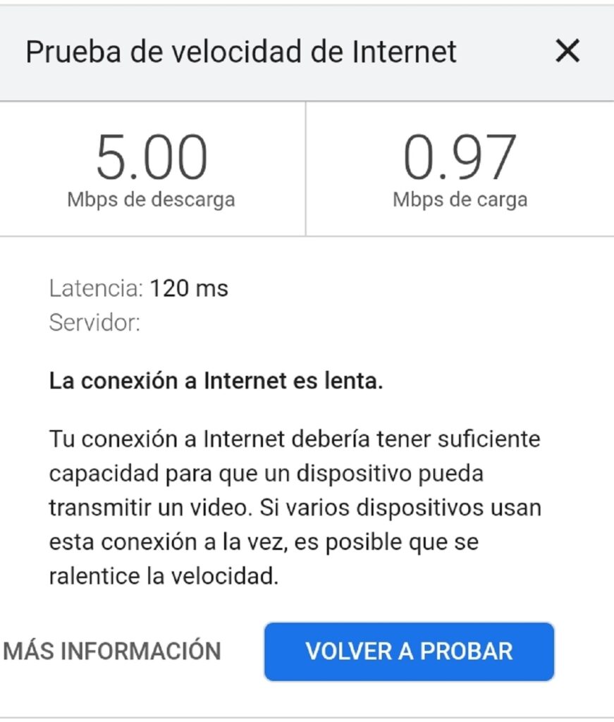 Velocidad de Internet por Google