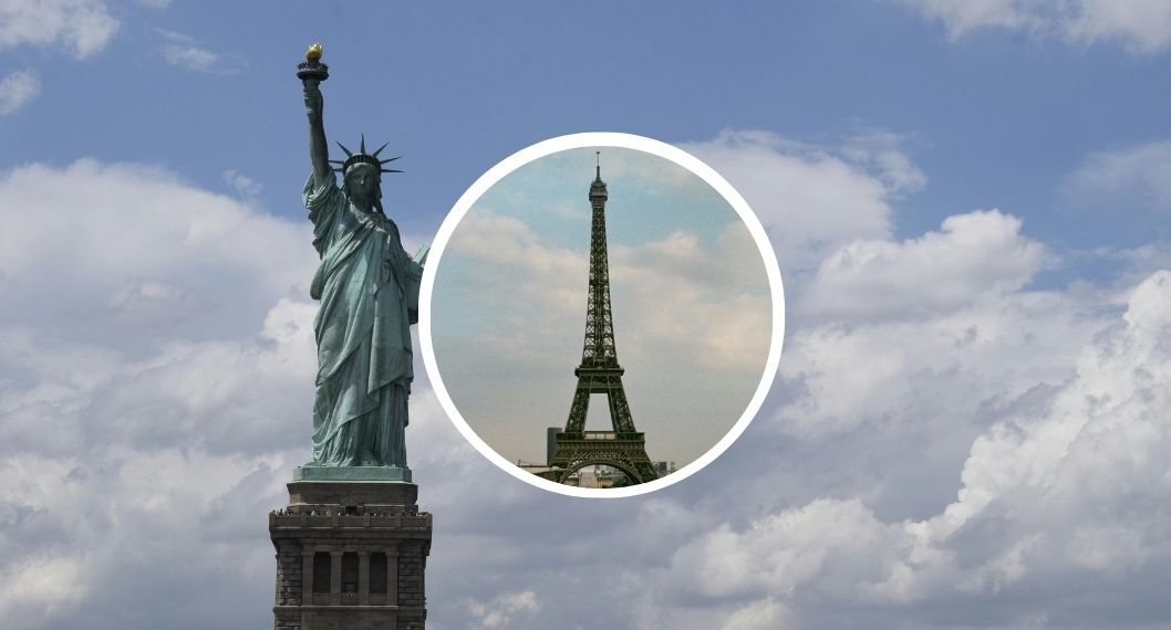 Fotos de la Estatua de la Libertad y de Torre Eiffel, en nota sobre qué es más alto entre ambas.