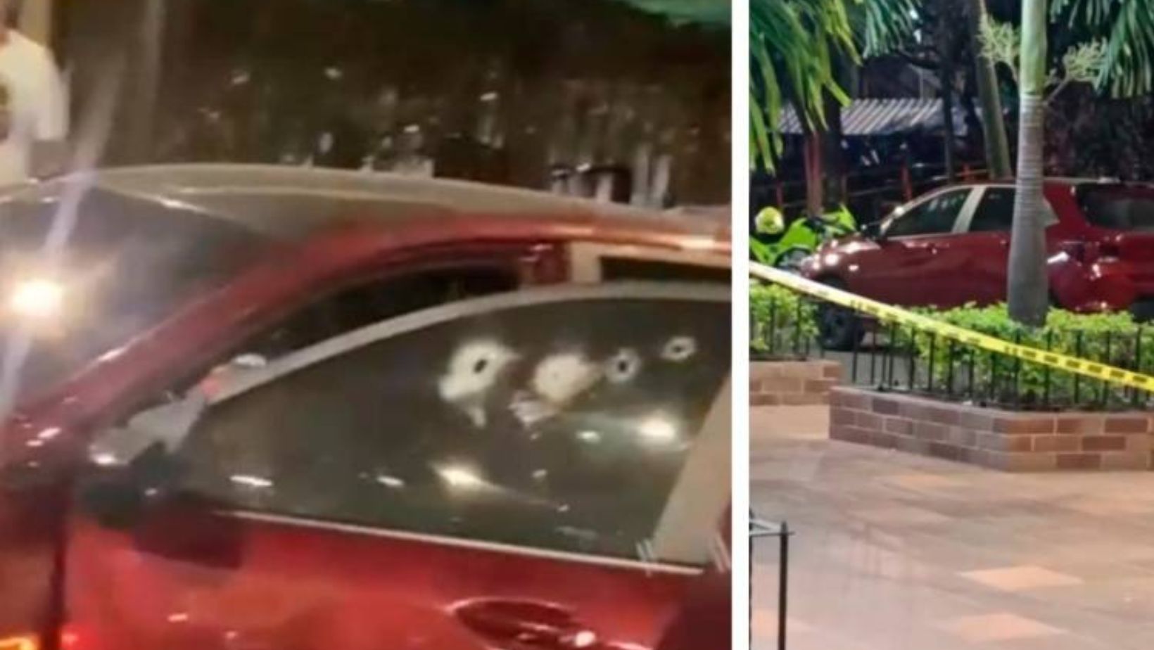 Carro atacado a disparos en Medellín. 