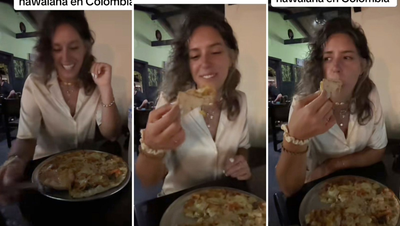 Italiana probó la pizza hawaiana en Colombia y dejó mensaje a sus compatriotas: video