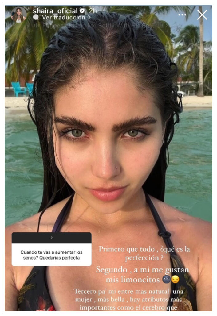 Shaira respondió a seguidor que opinó sobre su cuerpo/Foto: Instagram @shaira_oficial.