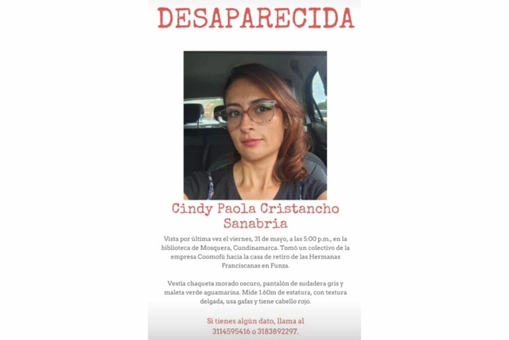 Imagen de Cindy Paola Cristancho, desaparecida en Mosquera / Foto de Facebook Jairo Veloza