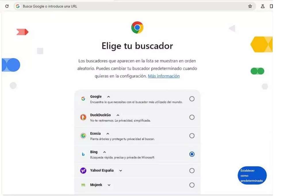 Aviso de Google con Elige tu buscador. / Google