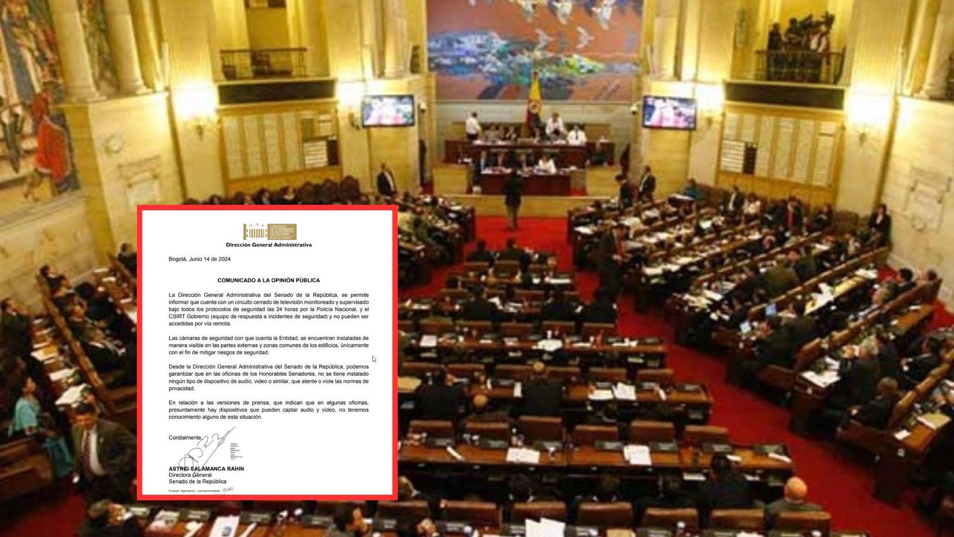 Senado de Colombia responde a denuncia de congresistas por violar su privacidad