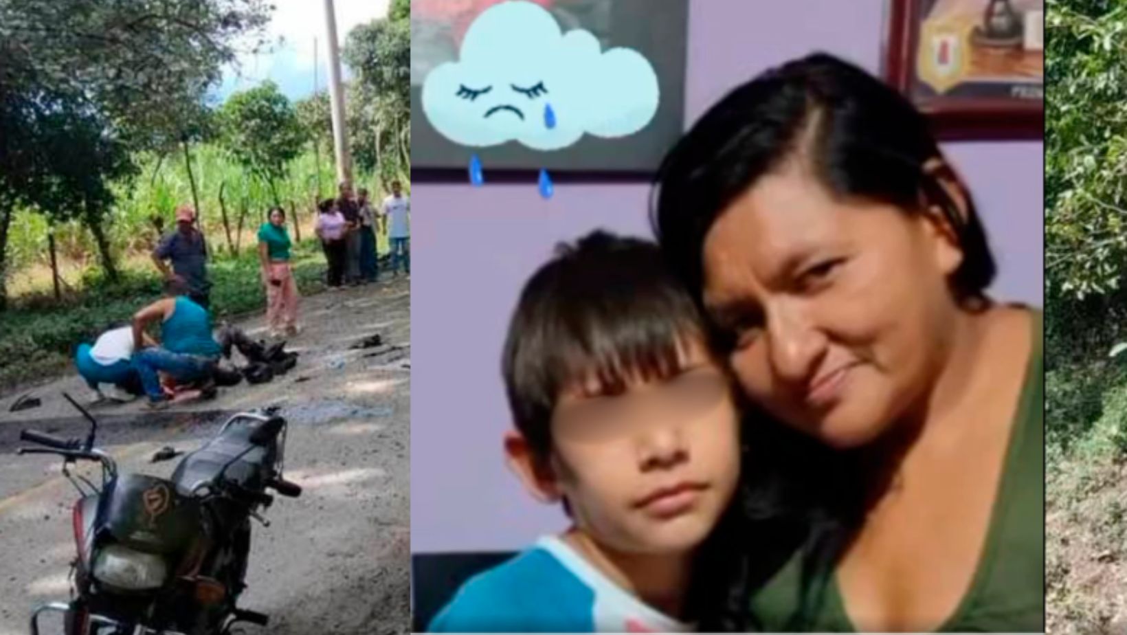 Mercedes Ipujan y su hijo. Víctimas de ataque de carro bomba en Cauca.