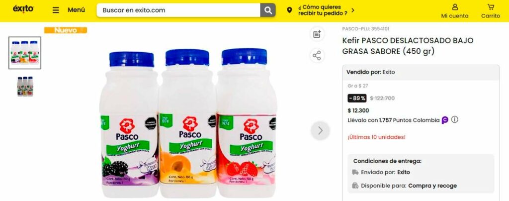 Descuento en lácteos en Éxito al 89 por ciento./ Éxito.com