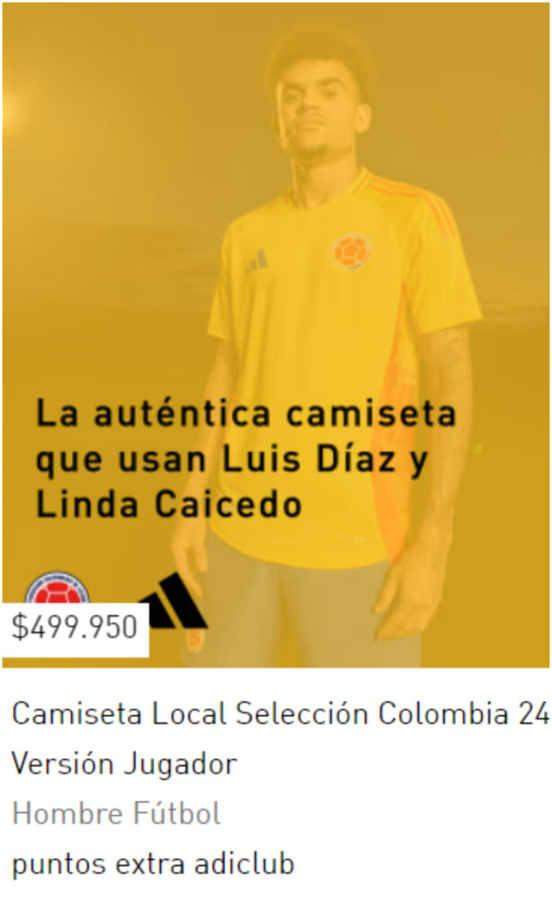 Precios camisetas de Luis Díaz, en Selección Colombia/Foto: Adidas.