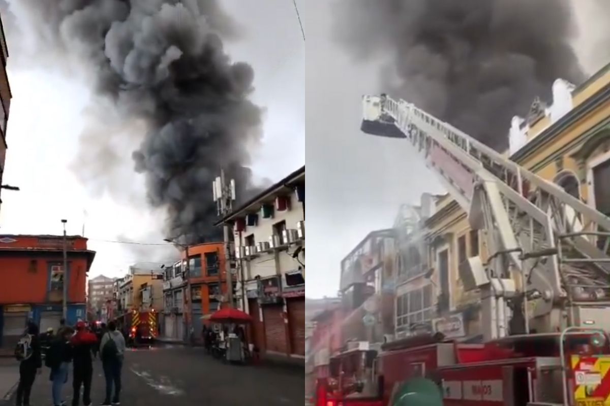 Incendio en San victorino (Bogotá): terror en videos de las llamas en una piñatería