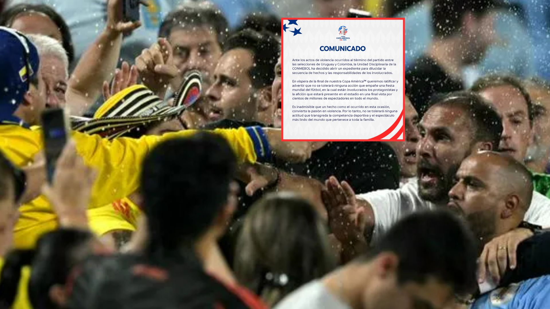 Conmebol se pronunció tras pelea de hinchada colombiana con Uruguay en Copa América