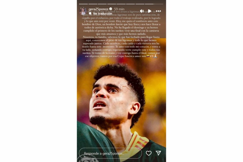 Esposa de Luís Díaz le dedicó conmovedor mensaje al jugador en redes sociales / captura de pantalla instagram @gera25ponce