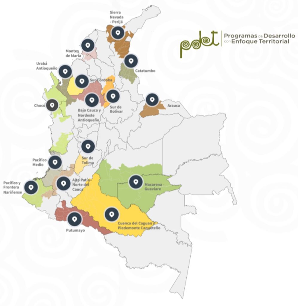 Mapa municipios PDET de Colombia / ART