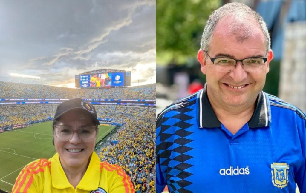 Así vivirá esta pareja colombo- argentina la final de la Copa América. Foto: Suministrada