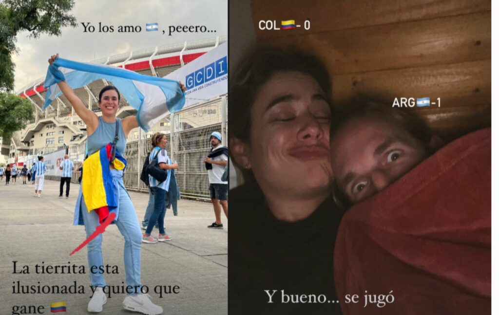 Carolina Ramírez con novio argentino sufrió con Colombia vs Argentina.