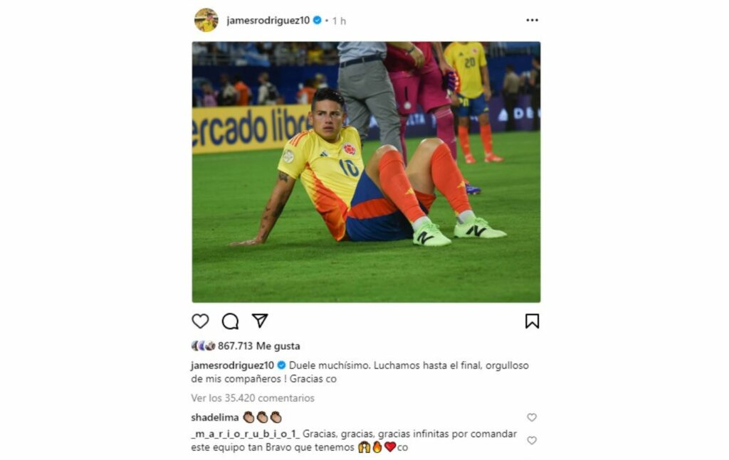 Mensaje de Shannon de Lima a James Rodríguez.