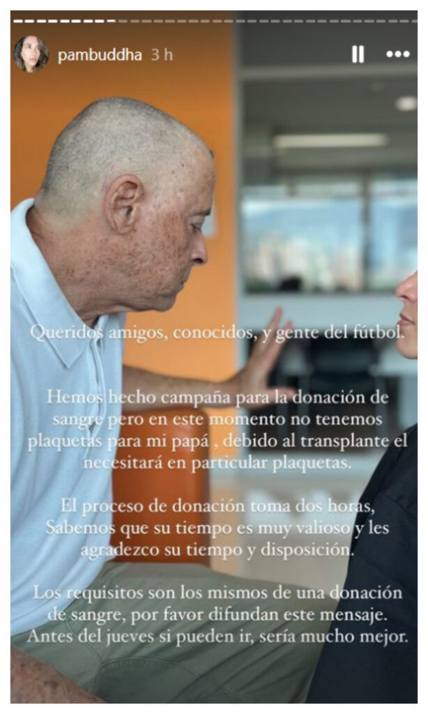 Urgente pedido (con foto) de hijos de Pedro Sarmiento por su salud/Foto: Instagram @pambuddha