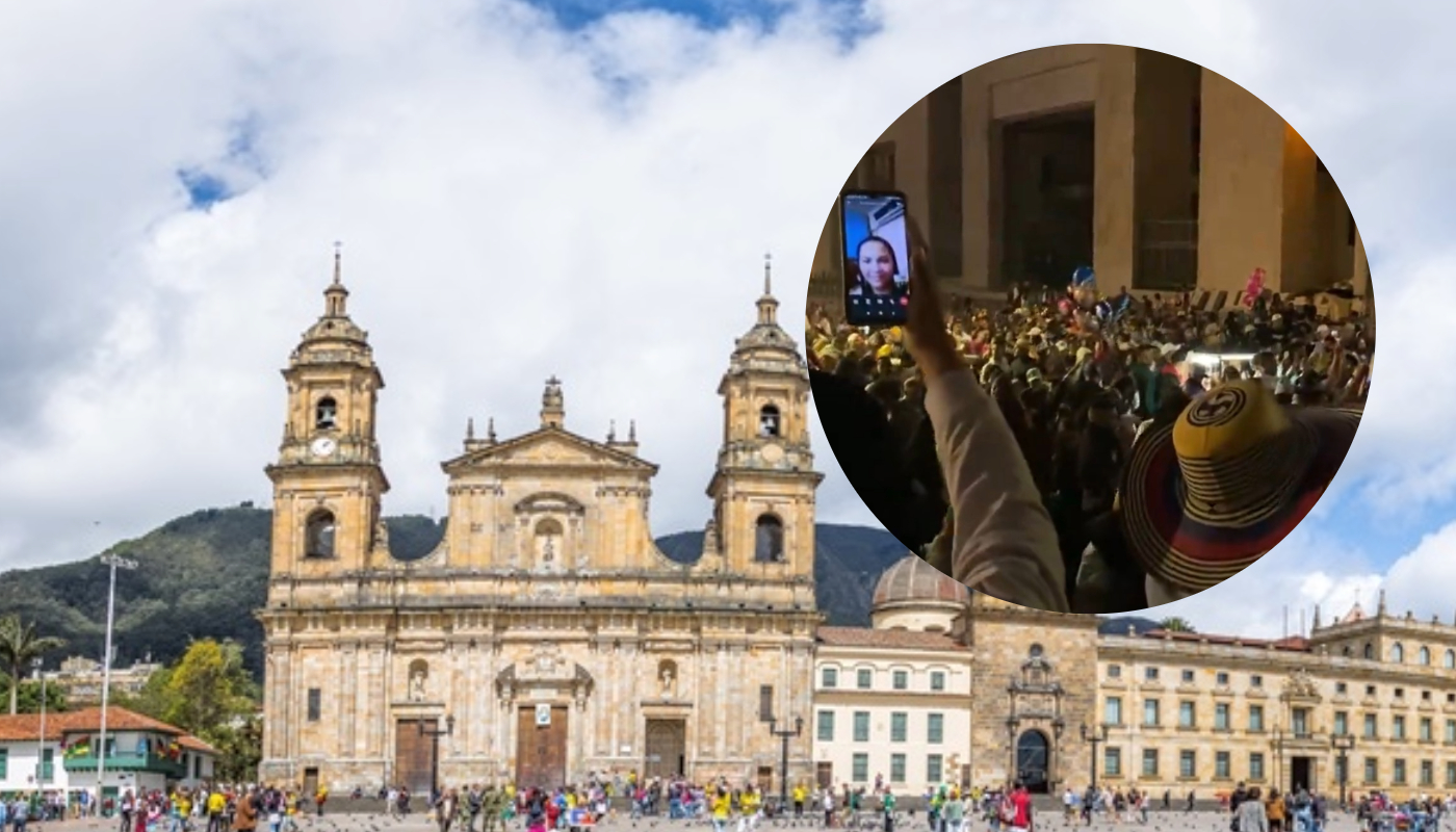 Venezolanos llenaron la Plaza de Bolívar en Bogotá.