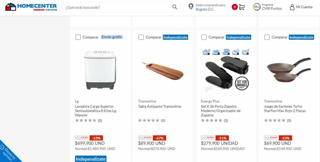 Descuentos en Homecenter de hasta 67 por ciento en 2024./ Homecenter