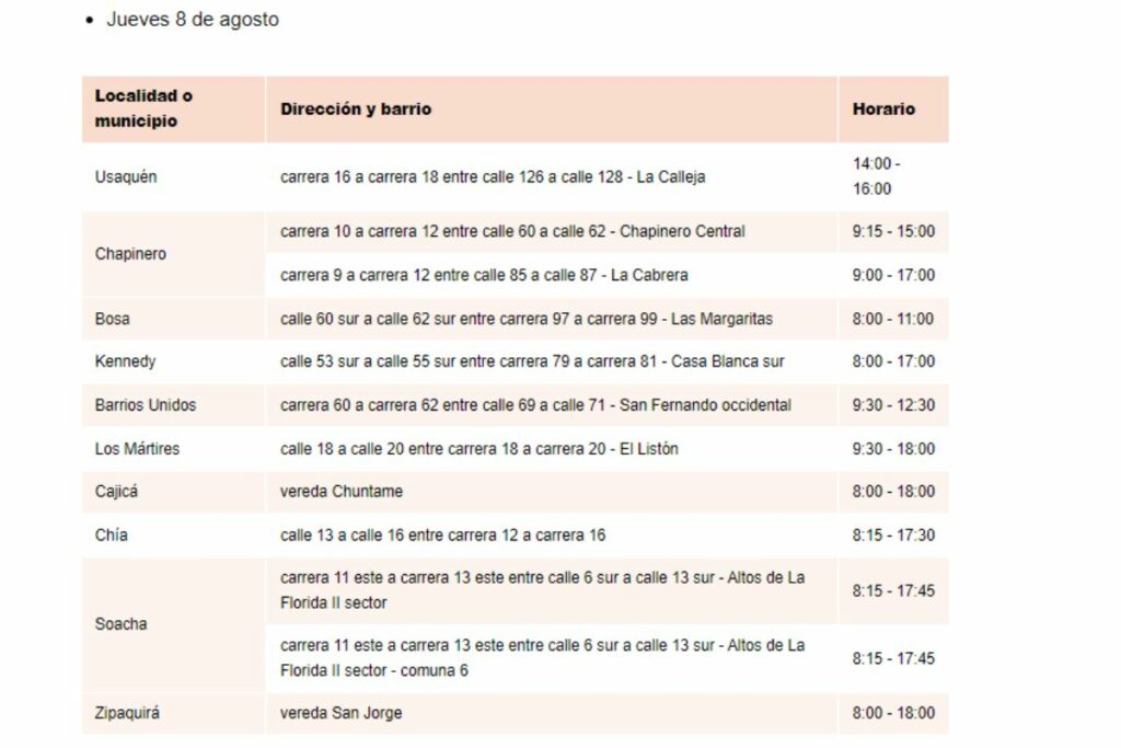 Enel Codensa anuncia corte de luz en 29 barrios de 10 localidades de Bogotá