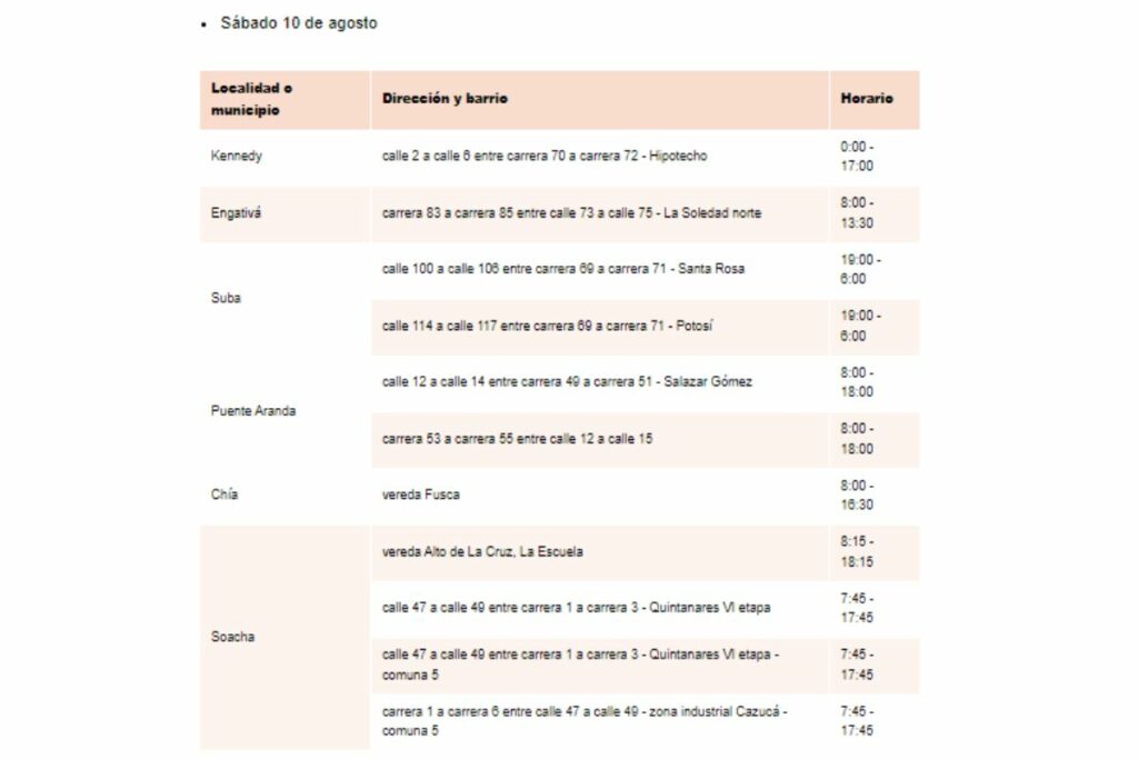Enel Codensa anuncia corte de luz en 29 barrios de 10 localidades de Bogotá