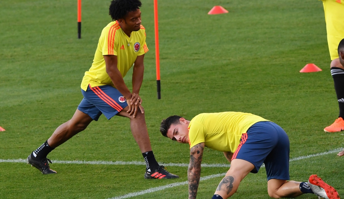 Foto James Rodríguez y Juan Cuadrado en Madrid, España,