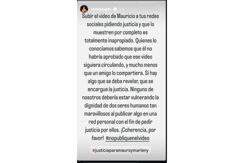 Alejandra Buitrago, brava por video de Mauricio Leal, dice que el no estaría feliz / captura de pantall instagram @alebuitragoh
