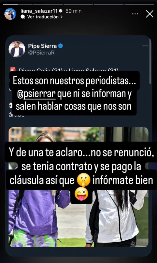 Liana Salazar contra Felipe Sierra. / Captura de pantalla.