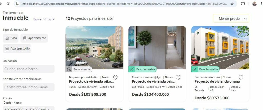 Bancolombia y ofertas de vivienda nueva desde 90 millones de pesos con descuento./ Grupo Bancolombia