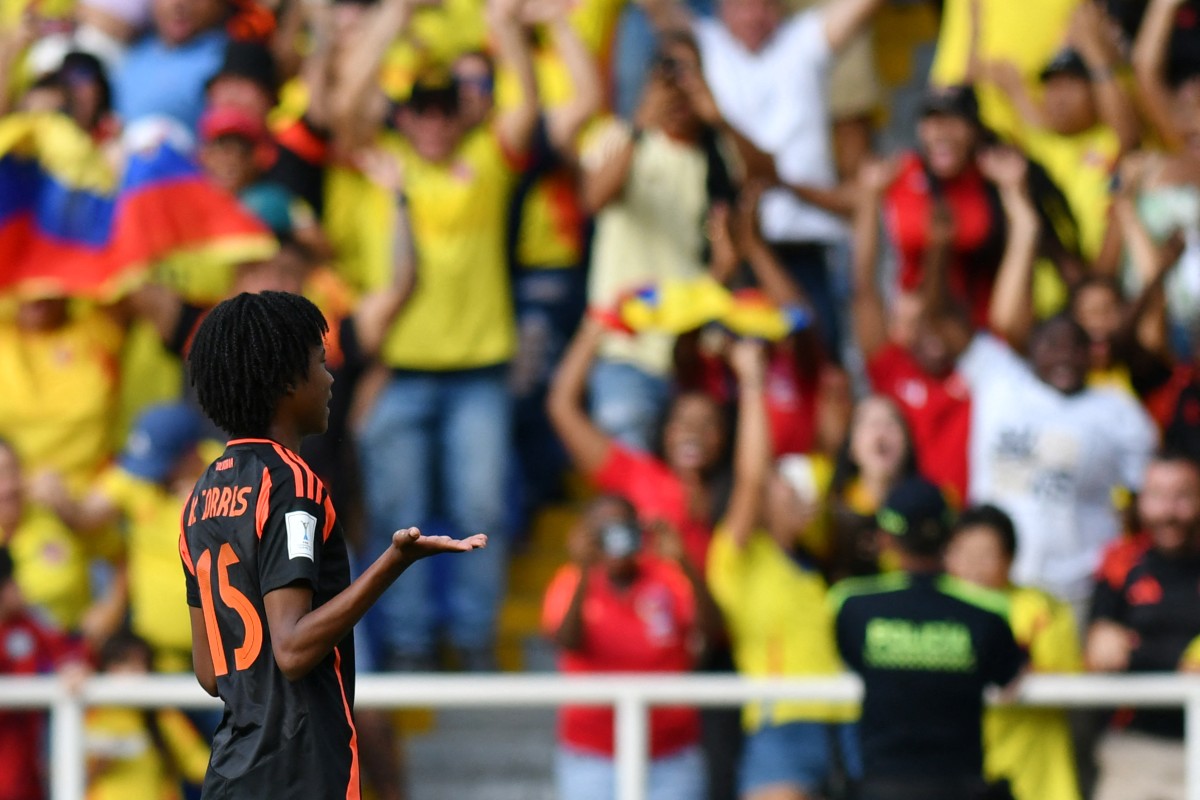 Celebración de Karla Torres para el 2-1 parcial entre Colombia vs. Países Bajos por el Mundial Femenino Sub-20