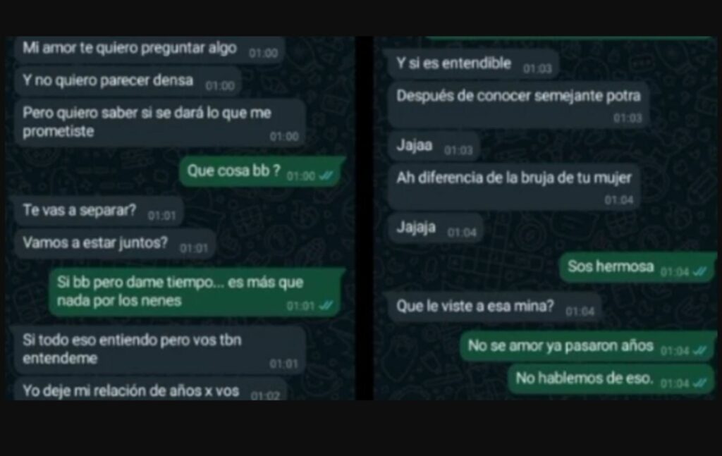 Mujer muestra chats de su esposo con una enfermera.