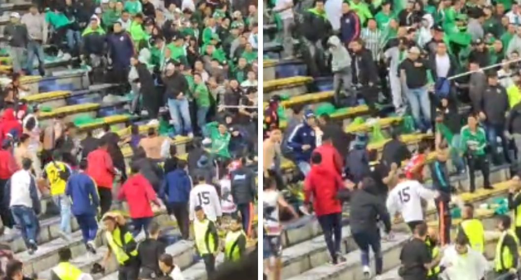 Así fue la pelea entre hinchas de Nacional y Junior en el Atanasio Girardot. Un hincha sufrió una grave herida en su abdomen