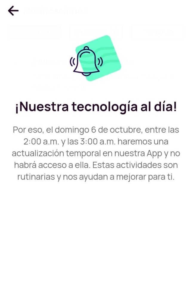 Mensaje de Nequi para sus usuarios.