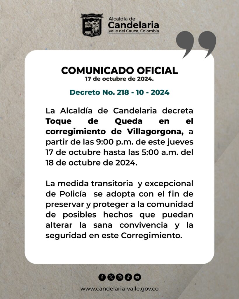 Comunicado Alcaldía de Candelaria