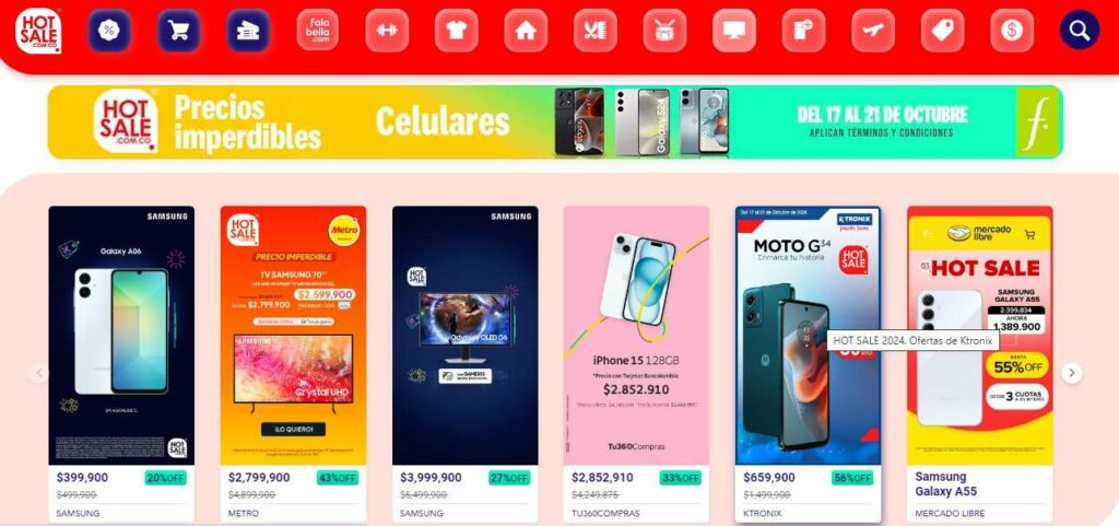 Descuentos en celulares en Colombia por 'Hot Sale'./ 'Hot Sale'
