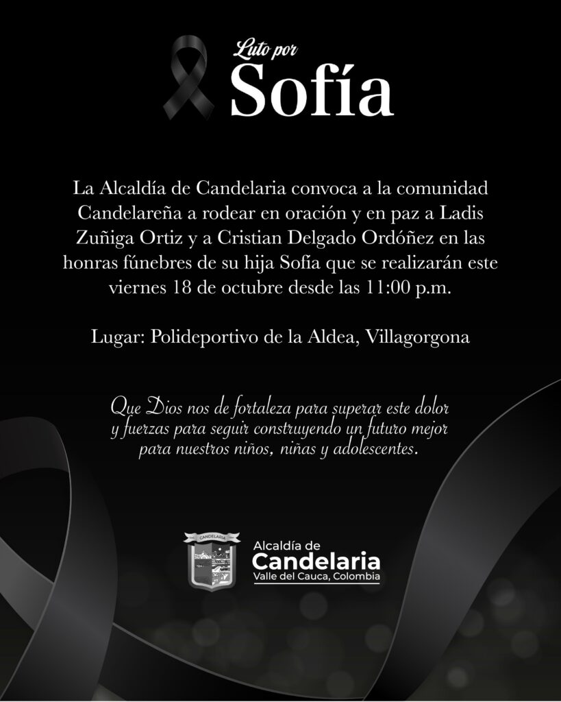 Invitación a honras fúnebres de Sofía Delgado