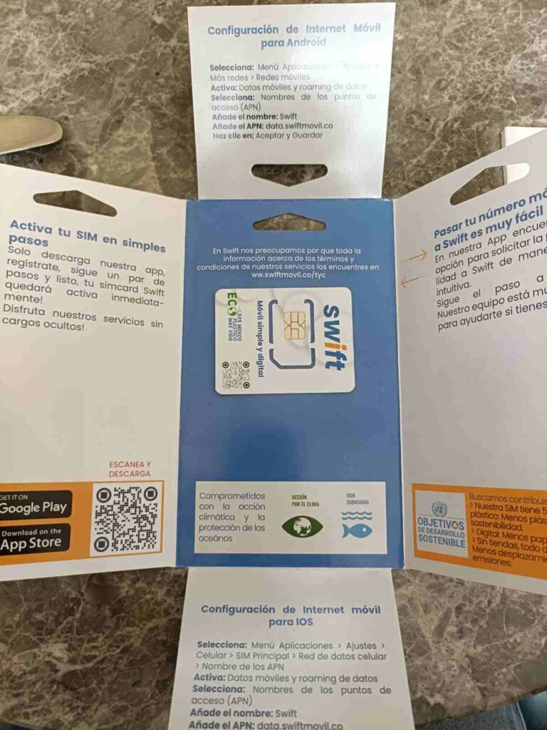 Tarjeta SIM de Swift Colombia./ Cortesía