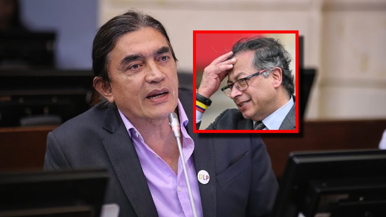 Fotos de Gustavo Bolívar y de Gustavo Petro, en nota de que Gustavo Bolívar habló sobre Gustavo Petro y descartó reelección y constituyente