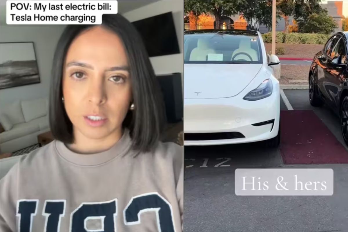 Mujer viral por cargar sus dos carros Tesla en casa y aumento de factura