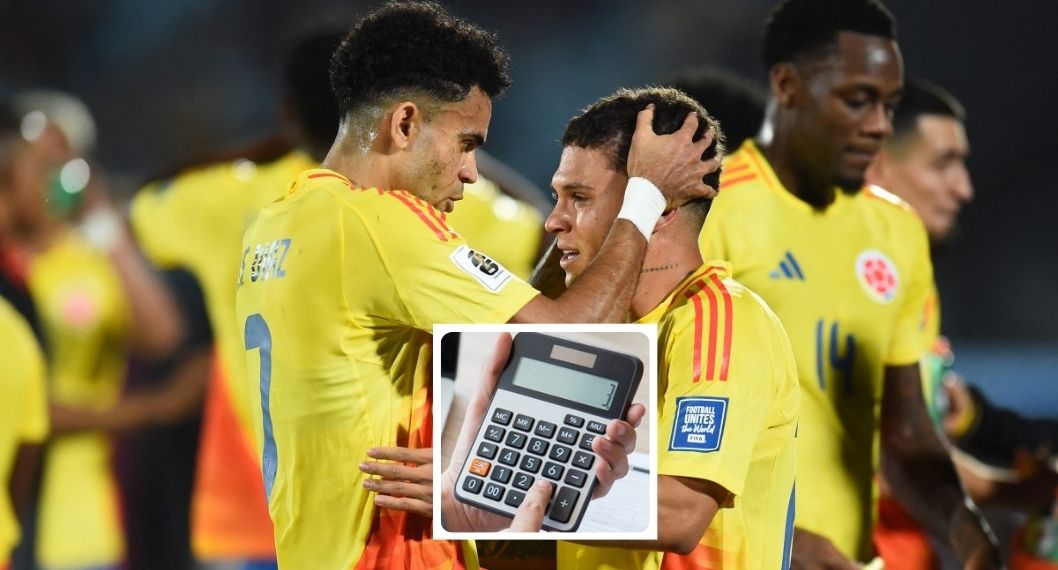 Foto de Selección Colombia y calculadora, en nota de cuántos puntos se necesitan para clasificar a Mundial de 2026: por qué no son 23